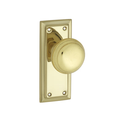 Tradco Door Knob Richmond Latch Pair Polished Brass H125xW50xP62mm
