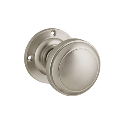 Tradco Door Knob Milton Round Rose Pair Satin Nickel D54xP65mm BP57mm