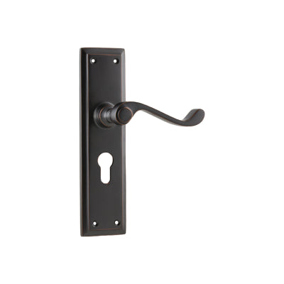 Tradco Door Lever Milton Euro Pair Antique Copper H200xW50xP68mm