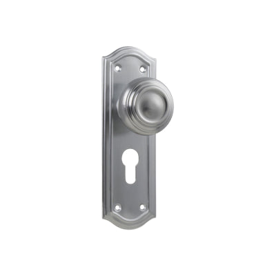 Tradco Door Knob Kensington Euro Pair Satin Chrome H175xP57xW58mm