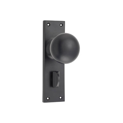 Tradco Door Knob Victorian Privacy Pair Matt Black H152xW42xP75mm with privacy adaptor