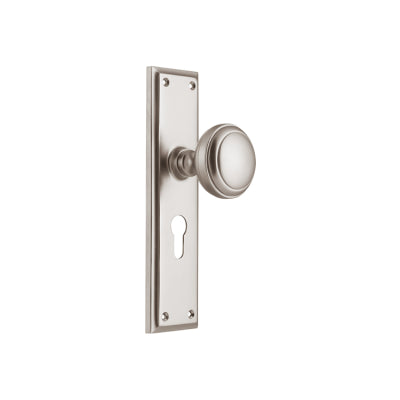 Tradco Door Knob Milton Euro Pair Satin Nickel H200xW50xP73mm