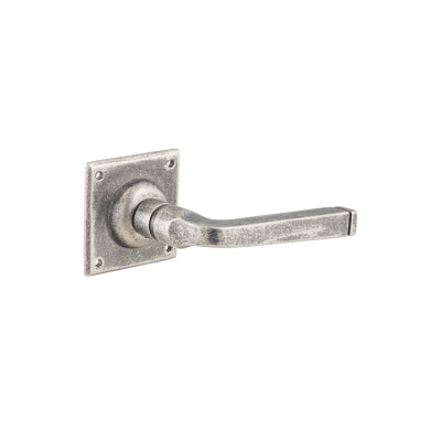 Tradco Door Lever Menton Square Rose Pair Rumbled Nickel H60xW60xP70mm