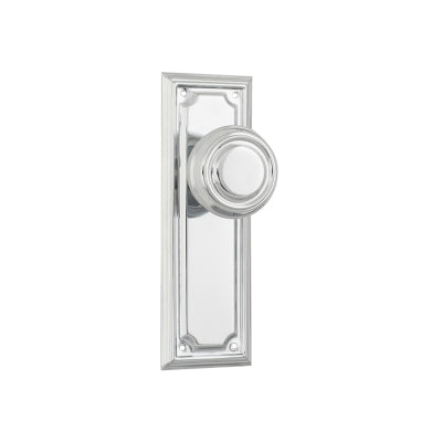 Tradco Door Knob Edwardian Latch Pair Chrome Plated H185xW60xP57mm