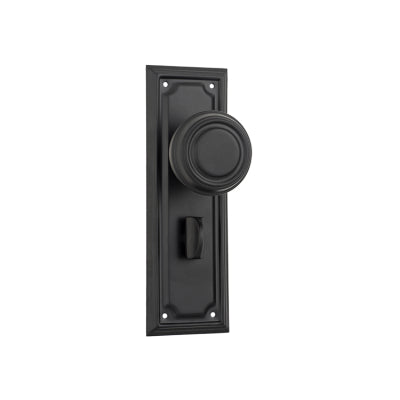 Tradco Door Knob Edwardian Privacy Pair Matt Black H185xW60xP57mm