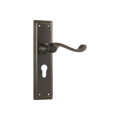 Tradco Door Lever Milton Euro Pair Antique Brass H200xW50xP68mm