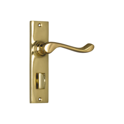 Tradco Door Lever Fremantle Privacy Pair Polished Brass H150xW35xP50mm