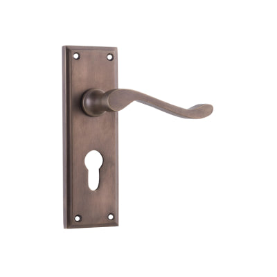 Tradco Door Lever Camden Euro Pair Antique Brass H152xW50xP60mm