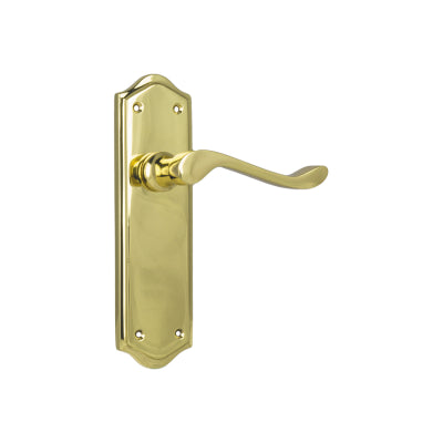 Tradco Door Lever Henley Latch Pair Polished Brass H180xW50xP58mm