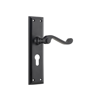 Tradco Door Lever Milton Euro Pair Matt Black H200xW50xP68mm