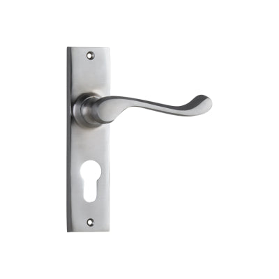 Tradco Door Lever Fremantle Euro Pair Satin Chrome H150xW35xP50mm