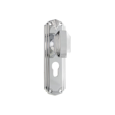 Tradco Door Knob Napier Art Deco Euro Pair Chrome Plated H178xW54xP50mm