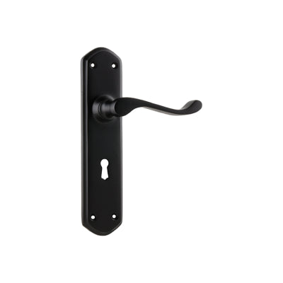 Tradco Door Lever Windsor Lock Pair Matt Black H200xP60xW45mm