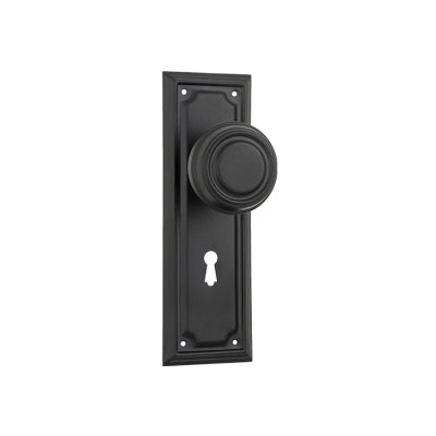 Tradco Door Knob Edwardian Lock Pair Matt Black H185xW60xP57mm