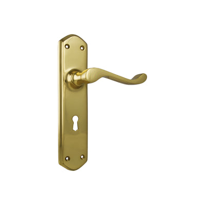 Tradco Door Lever Windsor Lock Pair Polished Brass H200xP60xW45mm