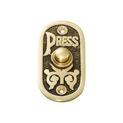 Tradco Bell Press Oval Polished Brass H80xW40mm