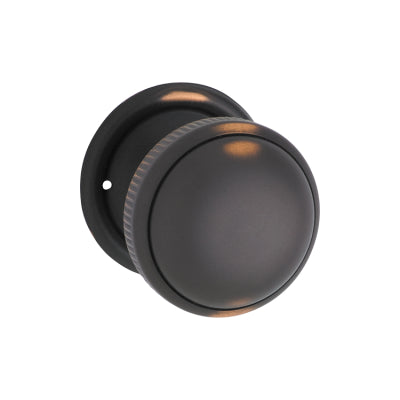 Tradco Door Knob Milled Edge Round Rose Pair Antique Copper D45xP46mm BP45mm