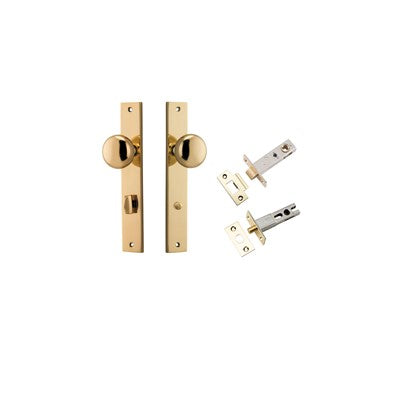 Iver Door Knob Cambridge Rectangular Polished Brass Privacy Kit