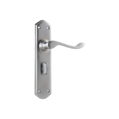 Tradco Door Lever Windsor Privacy Pair Satin Chrome H200xP60xW45mm with privacy adaptor