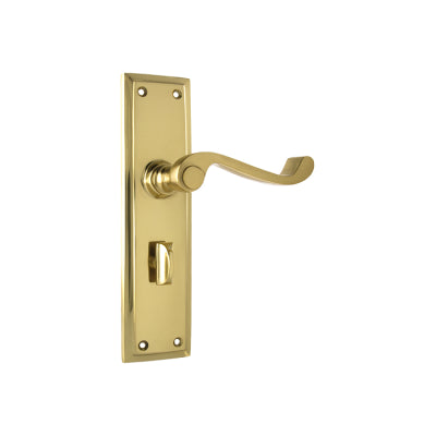 Tradco Door Lever Milton Privacy Pair Polished Brass H200xW50xP68mm with privacy adaptor