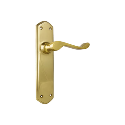 Tradco Door Lever Windsor Latch Pair Polished Brass H200xP60xW45mm
