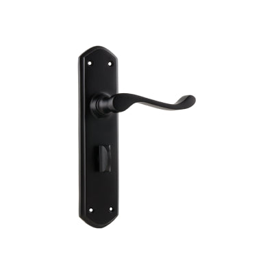 Tradco Door Lever Windsor Privacy Pair Matt Black H200xP60xW45mm with privacy adaptor