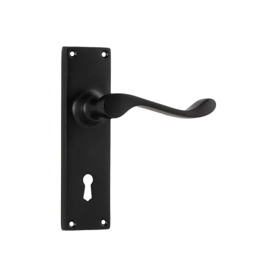Tradco Door Lever Victorian Lock Pair Matt Black H152xW42xP59mm