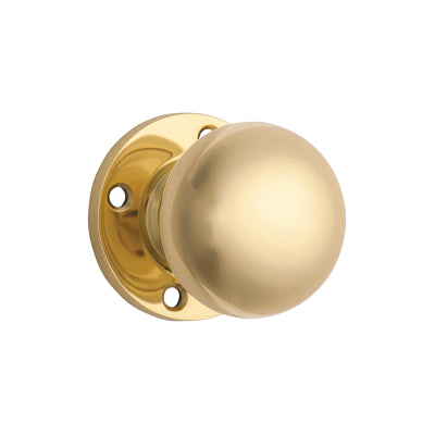 Tradco Door Knob Retro Fit Round Rose Pair Polished Brass D54xP59mm BP60mm