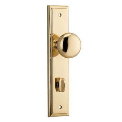 Iver Door Knob Cambridge Stepped Privacy Pair Polished Brass CTC85mm D55xP63mm BPH237xW50mm