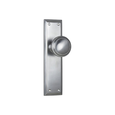 Tradco Door Knob Milton Latch Pair Satin Chrome H200xW50xP73mm