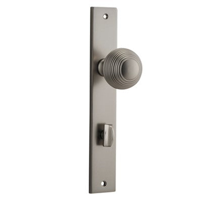Iver Door Knob Guildford Rectangular Privacy Pair Satin Nickel CTC85mm D52xP72mm BPH240xW38mm