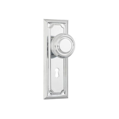 Tradco Door Knob Edwardian Lock Pair Chrome Plated H185xW60xP57mm