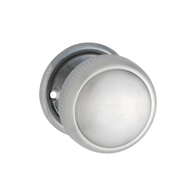 Tradco Door Knob Milled Edge Round Rose Pair Satin Chrome D52xP48mm BP52mm