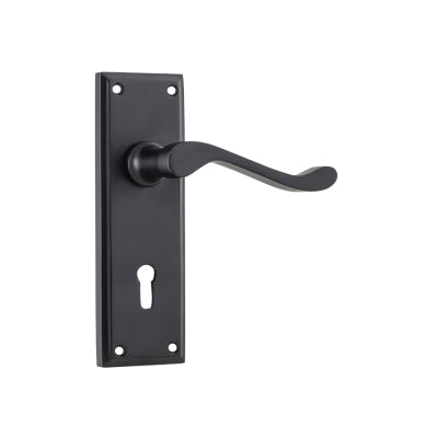 Tradco Door Lever Camden Lock Pair Matt Black H152xW50xP60mm