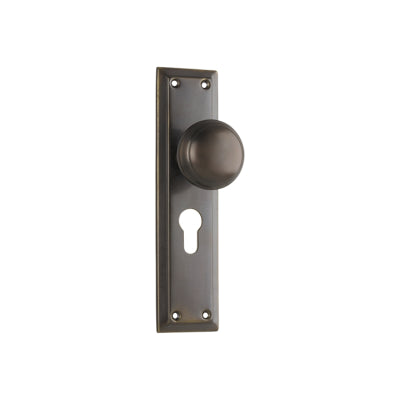Tradco Door Knob Richmond Euro Pair Antique Brass H200xW50xP62mm