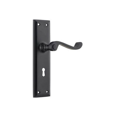 Tradco Door Lever Milton Lock Pair Matt Black H200xW50xP68mm