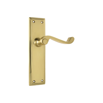 Tradco Door Lever Milton Latch Pair Polished Brass H200xW50xP68mm