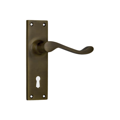 Tradco Door Lever Victorian Lock Pair Antique Brass H152xW42xP59mm