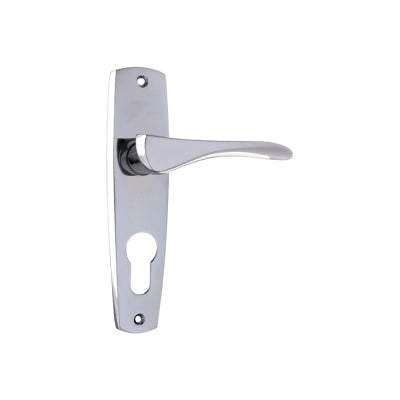 Tradco Door Lever Mid Century Euro Pair Chrome Plated H145xW35xP47mm
