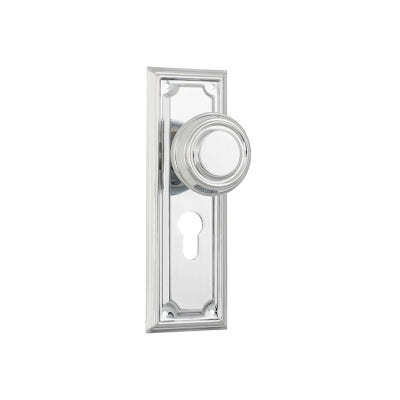 Tradco Door Knob Edwardian Euro Pair Chrome Plated H185xW60xP57mm