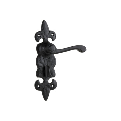 Tradco Door Lever Stratford Iron Privacy Pair Matt Black H192xW50xP55mm