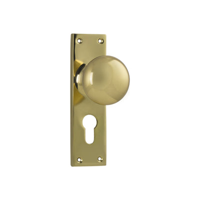Tradco Door Knob Victorian Euro Pair Polished Brass H152xW42xP75mm