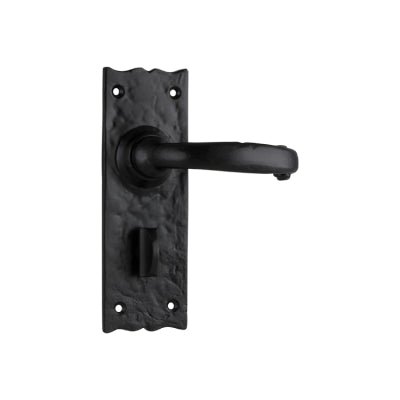 Tradco Door Lever Gloucester Iron Privacy Pair Matt Black H158xW50xP53mm