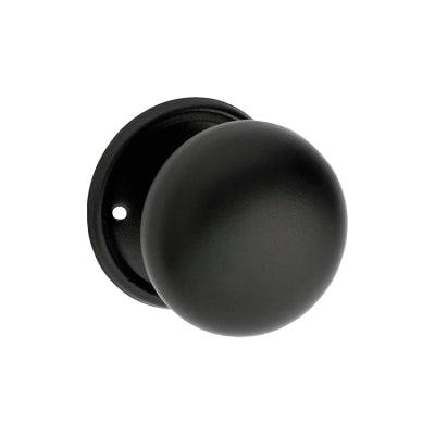 Tradco Door Knob Plain Round Rose Pair Matt Black D54xP53mm BP54mm