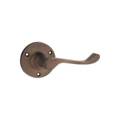 Tradco Door Lever Victorian Round Rose Pair Antique Brass D63xP58mm