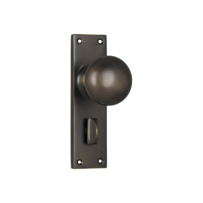 Tradco Door Knob Victorian Privacy Pair Antique Brass H152xW42xP75mm with privacy adaptor