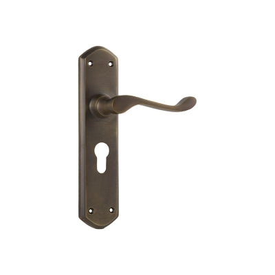 Tradco Door Lever Windsor Euro Pair Antique Brass H200xP60xW45mm