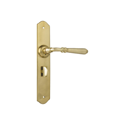 Tradco Door Lever Reims Privacy Pair Polished Brass H240xW43xP70mm with privacy adaptor