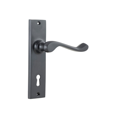 Tradco Door Lever Fremantle Lock Pair Matt Black H150xW35xP50mm