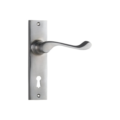 Tradco Door Lever Fremantle Lock Pair Satin Chrome H150xW35xP50mm